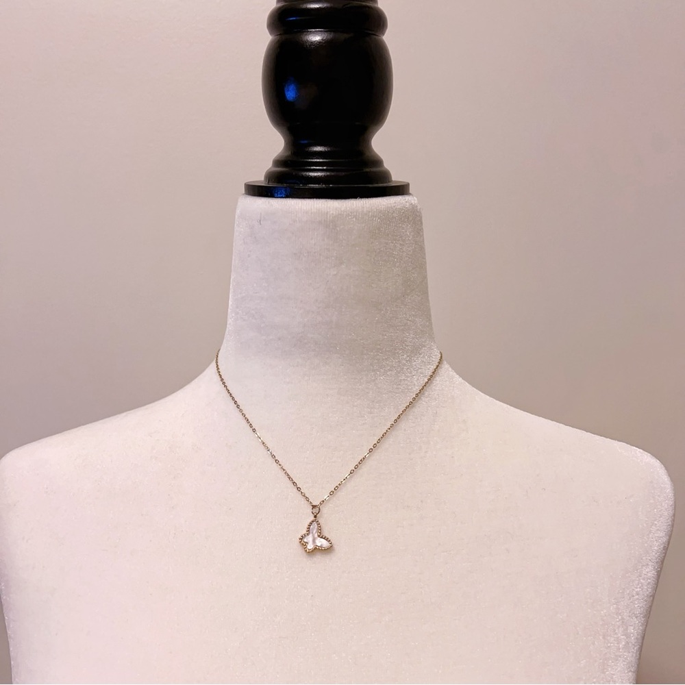 Mother of Pearl Butterfly Necklace | Gold Stainless Steel | Tarnish-Resistant